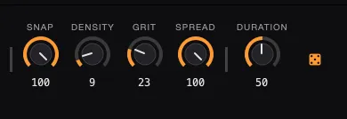 AutoSamplr macro controls and dice button for re-ranking unlocked pads.