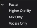 AutoSamplr Settings Quality submenu.