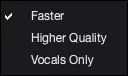 AutoSamplr Settings Quality submenu.